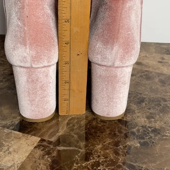 Polly Plume Pink Velvet Block Heel Boots - Picture 5 of 10